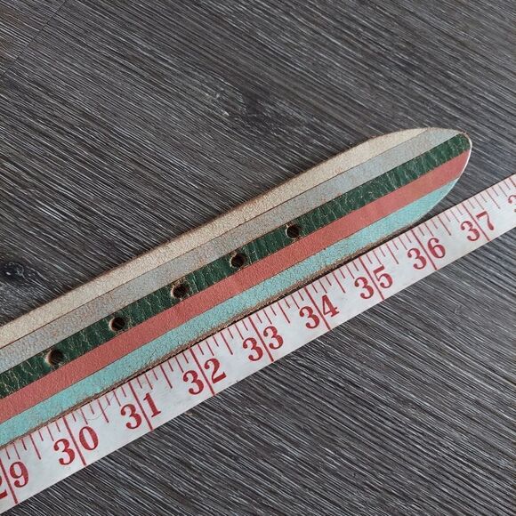 Fossil Striped Multicolor Leather Belt Size M - Picture 6 of 7